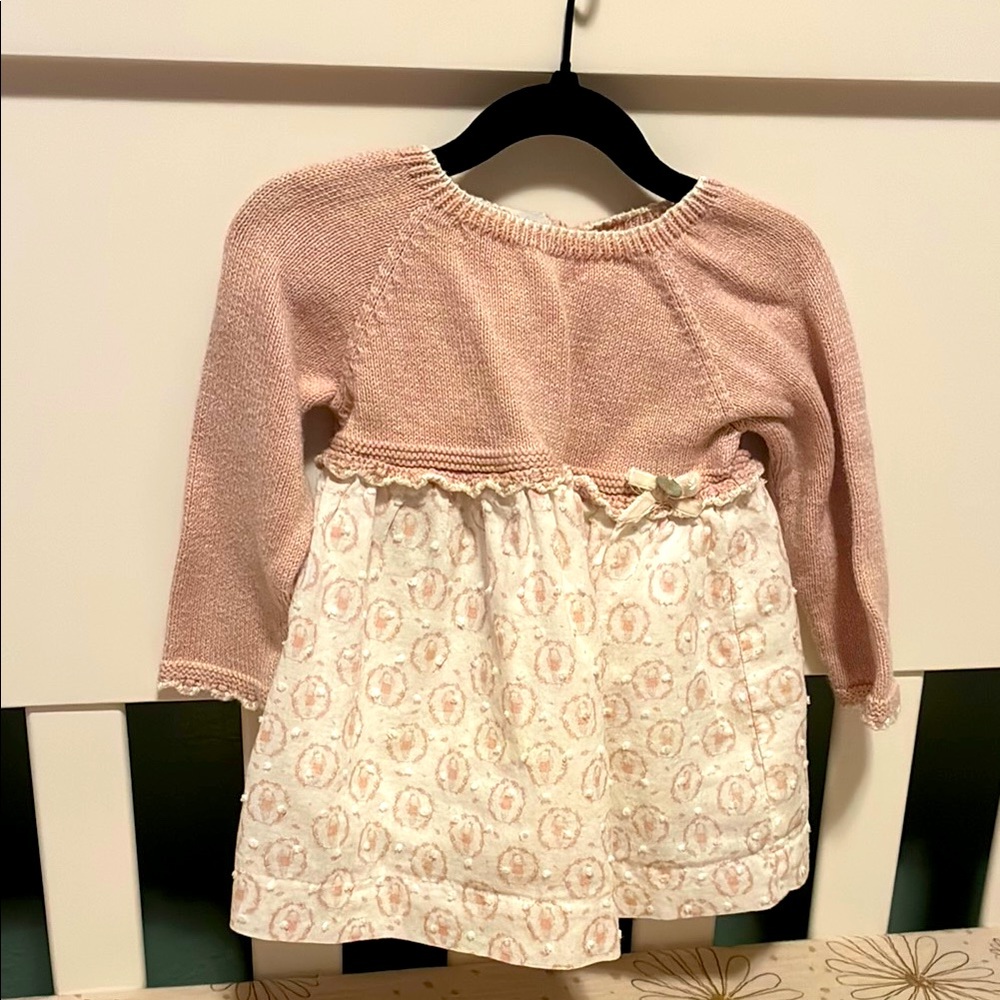 3-6 month Pink and White Knit Paz Rodriguez Sweater dress
